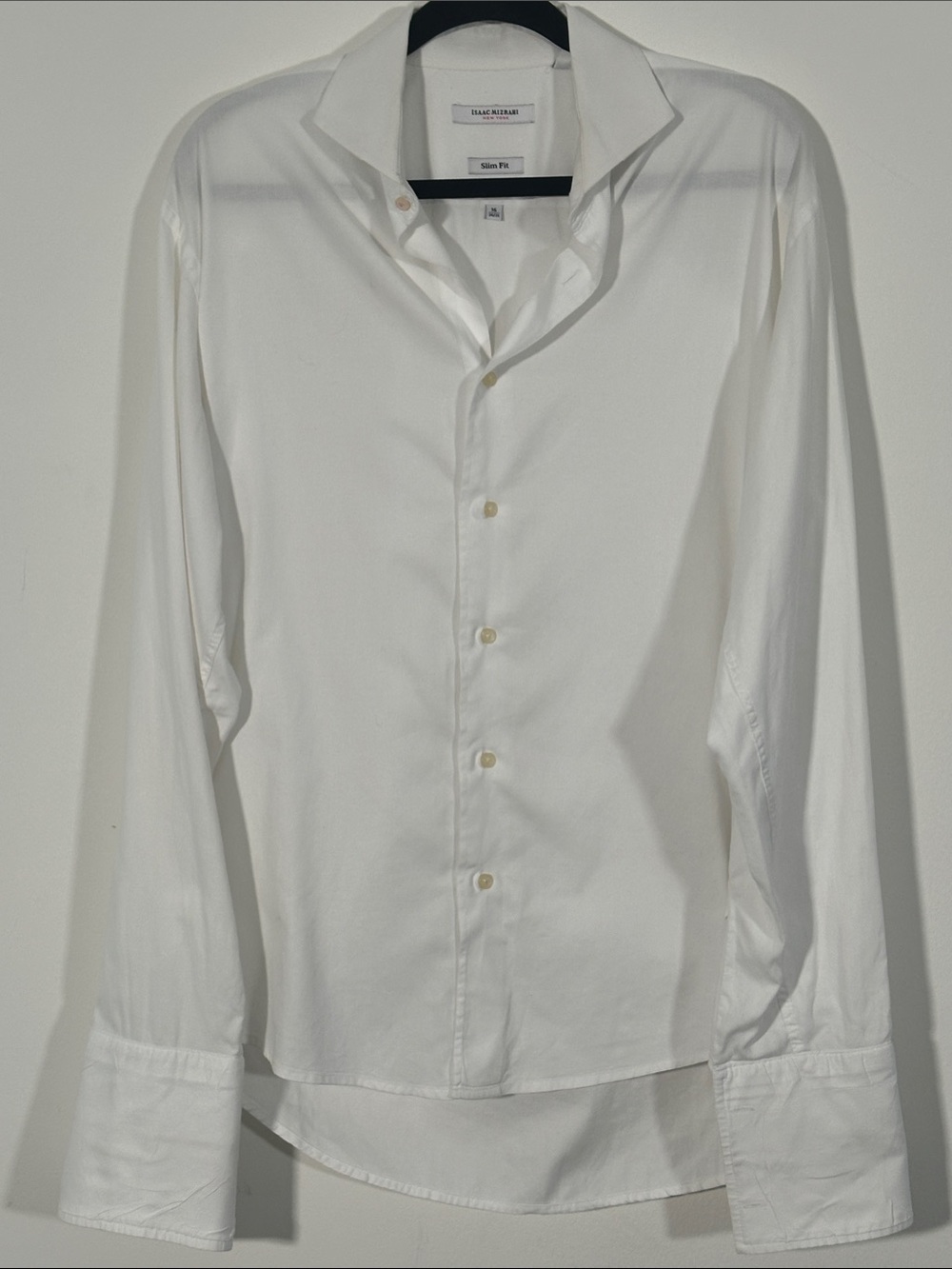 Isaac Mizrahi White Cotton Long-Sleeve Button Down Dress Shirt Size 16 Office